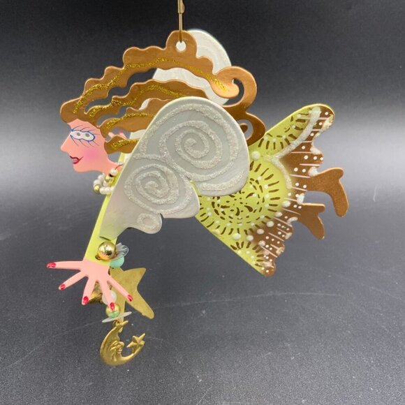 Vintage Signed Karen Rossi for Silvestri Angel in Flight w/Cherubs Ornament - Picture 6 of 9